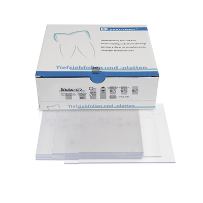 Erkoloc-pro - термоформовочные пластины, бесцветные, квадратные, 125×125 мм, 20 шт. | Erkodent (Германия)