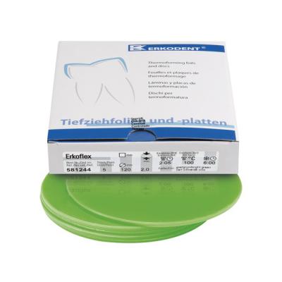 Erkoflex color - термоформовочные пластины, цвет яpкo-зеленый, круглые, диаметр 120 мм, 5 шт. | Erkodent (Германия)