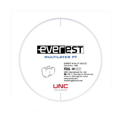 Everest Multilayer PT - циркониевый диск многослойный, предварительно окрашенный, диаметр 98 мм | UNC (Ю. Корея)