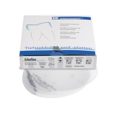 Erkoflex - термоформовочные пластины, бесцветные, круглые, диаметр 125 мм, 10 шт. | Erkodent (Германия)