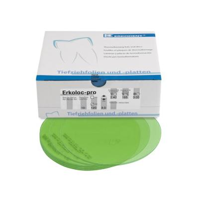 Erkoloc-pro - термоформовочные пластины, цвет зеленый, круглые, диаметр 120 мм, 10 шт. | Erkodent (Германия)