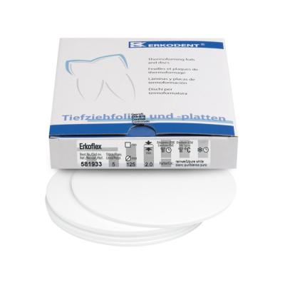 Erkoflex color - термоформовочные пластины, цвет чистый белый, круглые, диаметр 120 мм, 5 шт. | Erkodent (Германия)